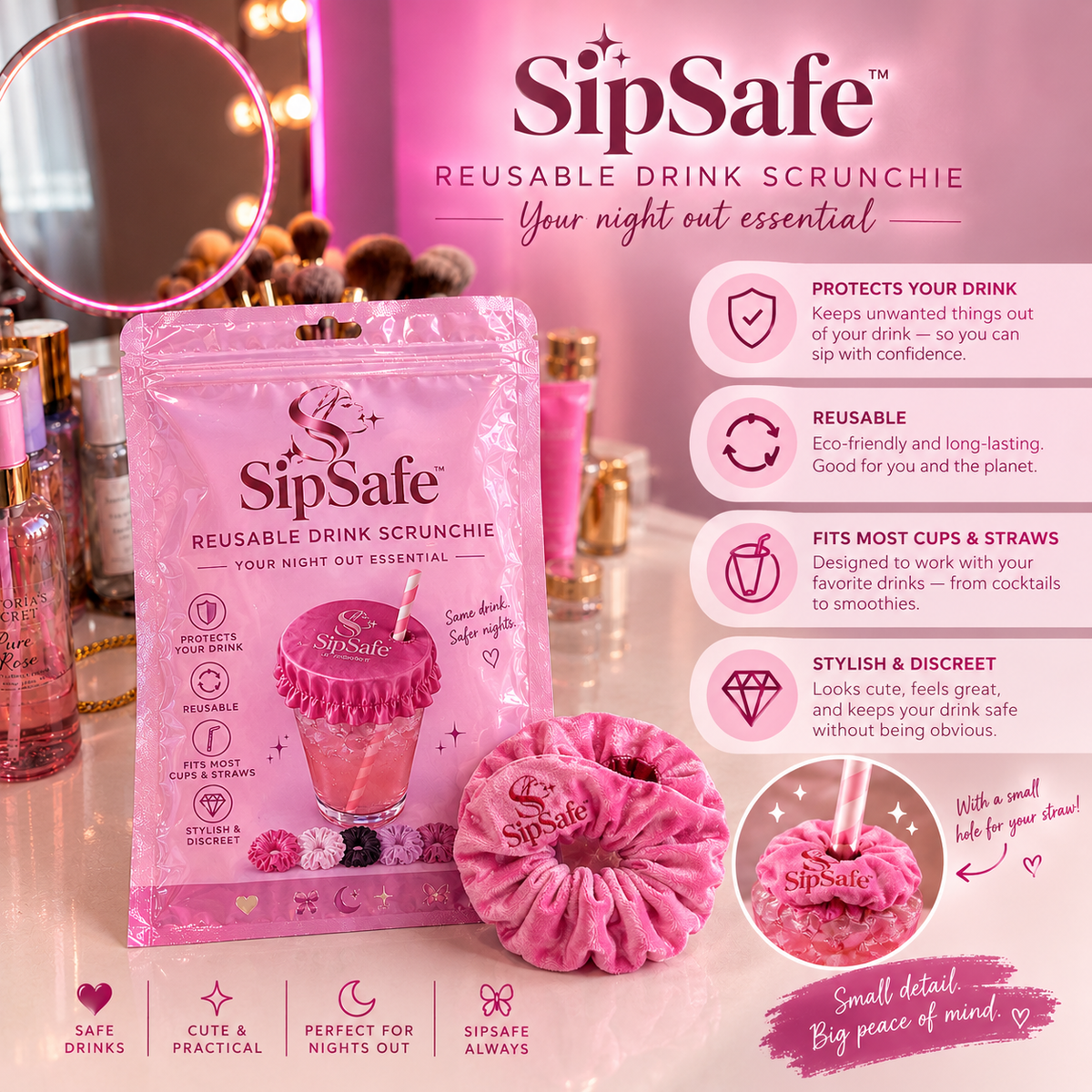 SipSafe™ Drink Scrunchies