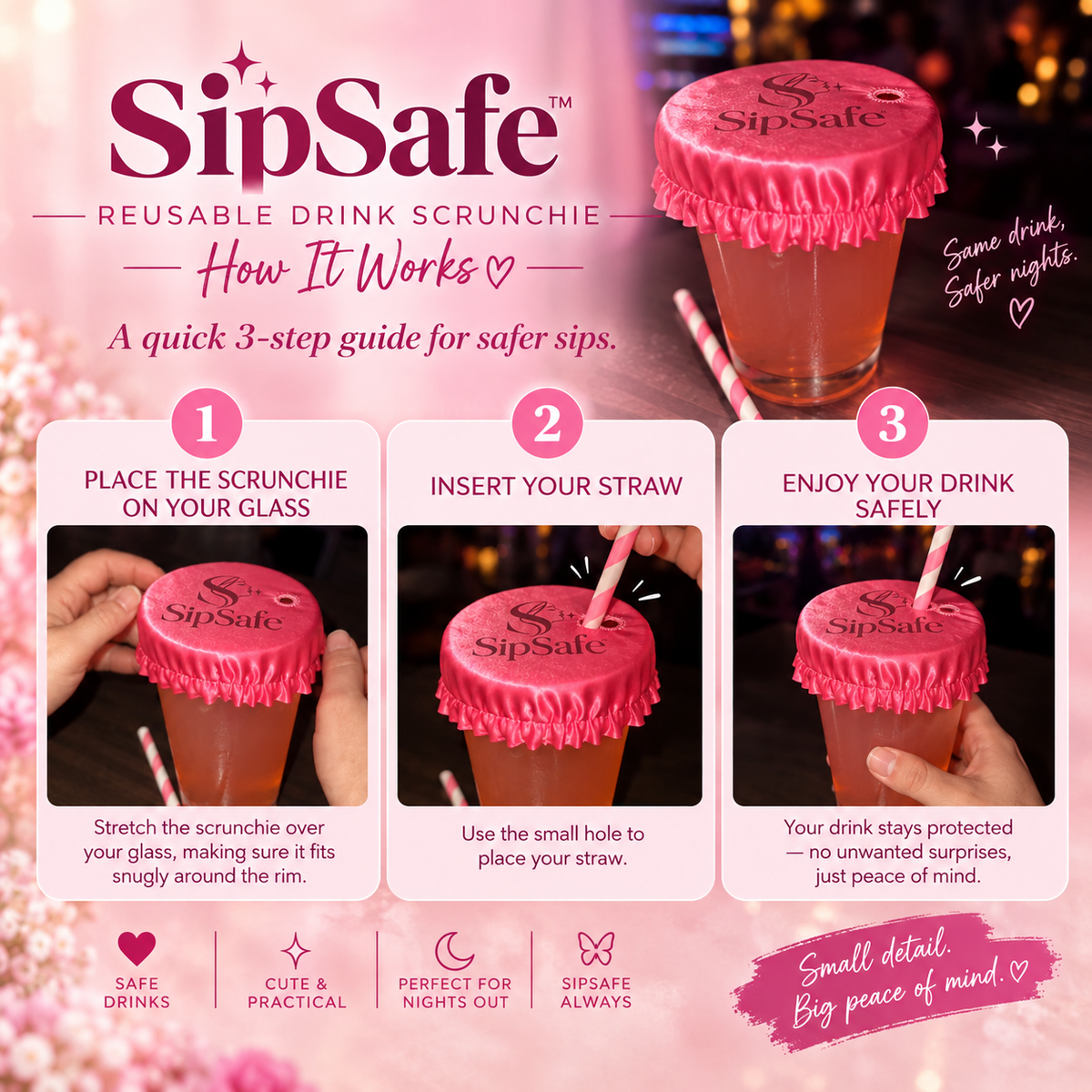 SipSafe™ Drink Scrunchies